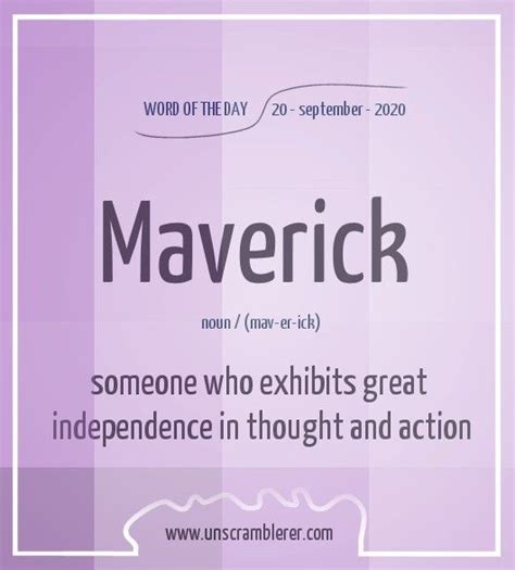 A Purple Poster With The Words Maverick And Someone Who Exhibits Great