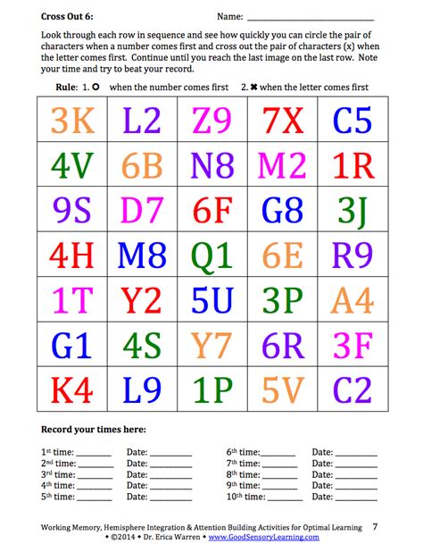 Download a free worksheet for cognitive rehabilitation. Classroom Freebies: Free Samples of Working Memory Activities