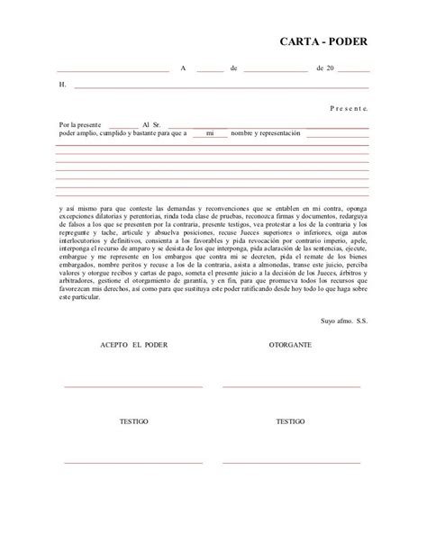 De la reparación del daño que imponga el poder judicial de la … CARTA - PODER A de de 20H. … (con imágenes) | Formato de carta, Cartas, Carta de poder