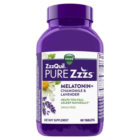 Vicks Pure Zzzs Melatonin Sleep Aid Tablets 1 Mg Tablet 60 Ct