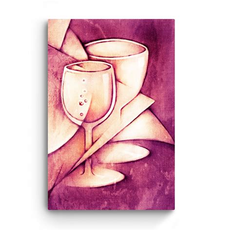 Canvas Wall Art Wine Abstract Glasses Lys Og Art