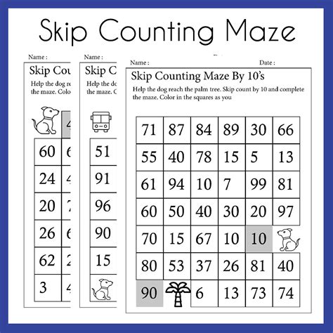 Skip Counting Maze By 2s5s10s3s7s Worksheets Printable Etsy