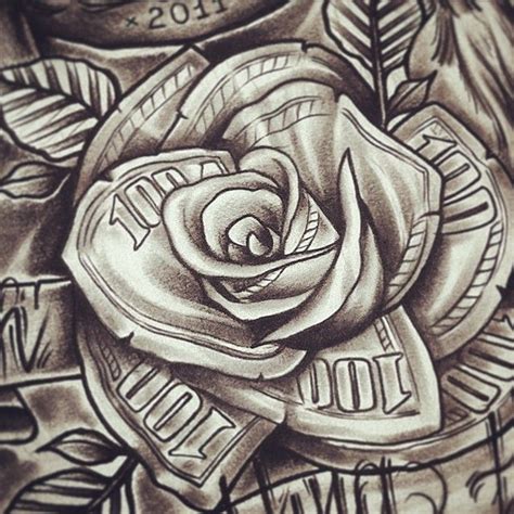 Money Rose Drawing Outline Easy Drawing Ideas