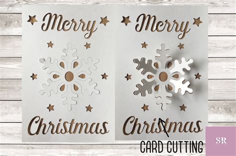 Svg 3d Pop Up Christmas Card Snowflake Card Merry Etsy