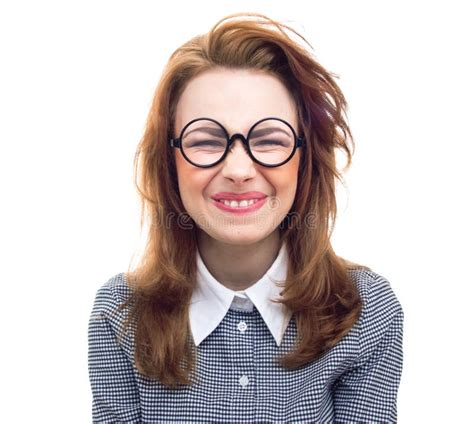 Funny Geek Or Loony Girl Showing Gritted Teeth Stock Photo Image