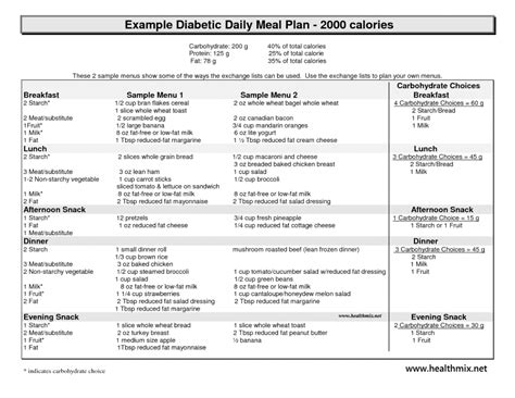 Diabetes Daily Meal Plan Healthmix Info