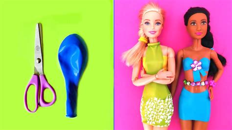 How To Make Barbie Dresses With Balloons Barbie 👗 Doll Hacks And