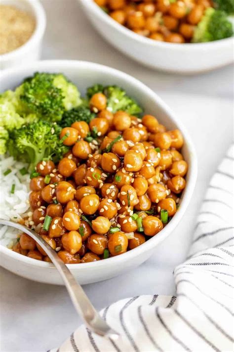 vegan sticky sesame chickpeas eat with clarity