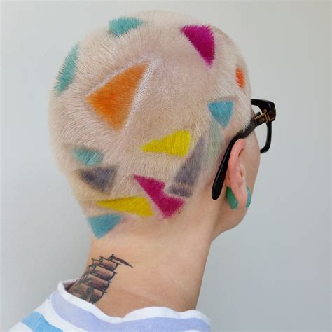 Geometric Buzz Cuts And Colorful Hair Tattoos Inspired By