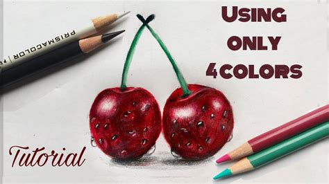 How To Draw Cherries Colored Pencil Drawing For Beginners Youtube