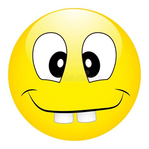 Funny Silly Yellow Smiley With Big Teeth On A White Background Stock