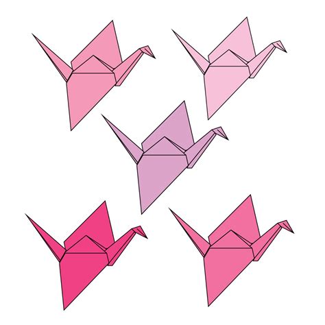 Digital Clip Art Pink Origami Paper Cranes Valentines Day
