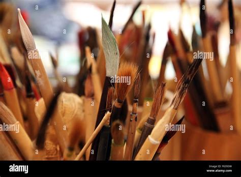 Traditional Japanese Calligraphy Brushes During The Japanese