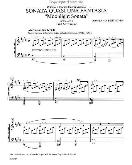Moonlight Sonata Op 27 No 2 First Movement By Ludwig Van