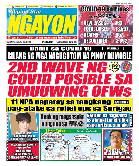 Pilipino Star Ngayon May 23 2020 Newspaper Get Your Digital Subscription