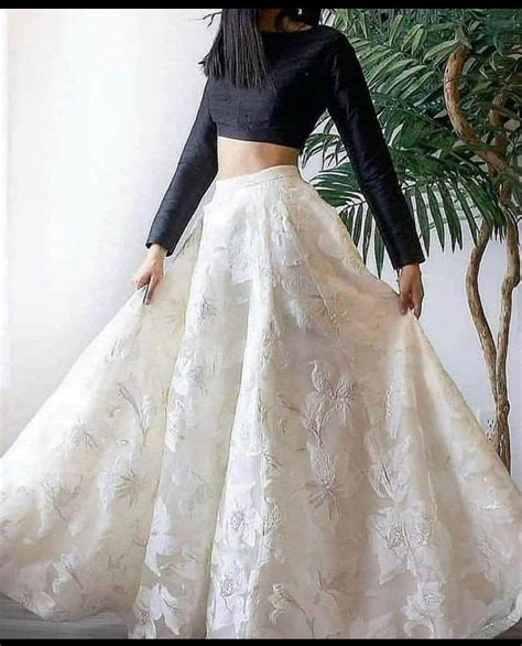 White Party Wear Organza Lehenga Choli Crop Top Skirt Indian Etsy