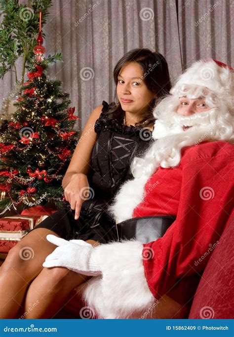 Naughty Santa Stock Image Image Of Beautiful Thigh 15862409