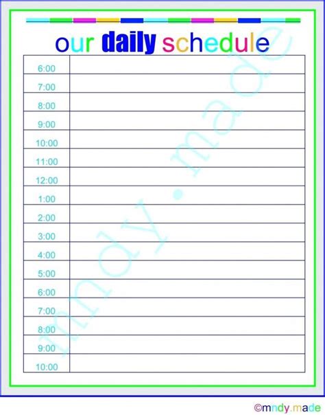 012 Printable Daily Schedule Template Planner Fantastic From Printable