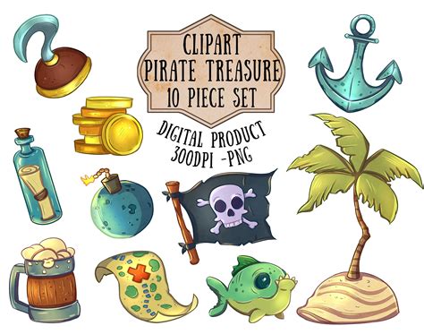 Pirate Treasure Clipart Tropical Pirate Clipart Pirate Scrapbooking