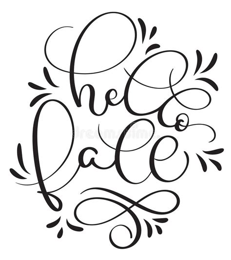 Hello Fall Text On White Background Hand Drawn Calligraphy Lettering