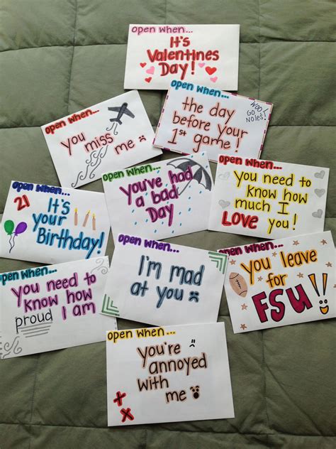 These would be super easy to do and only requires a few supplies. open when letters, long distance gift, valentines day gift ...