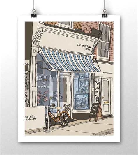 Coffee Shop Cafe Illustration Art Print Cafe Illustration Art