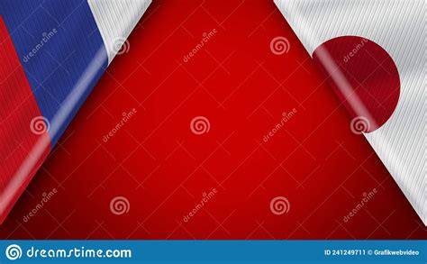 Drapeaux Japonais Et Russe Ndash 3d Illustrations Illustration Stock