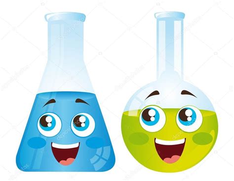 Happy Test Tubes Cartoons Isolated Over White Background Vector
