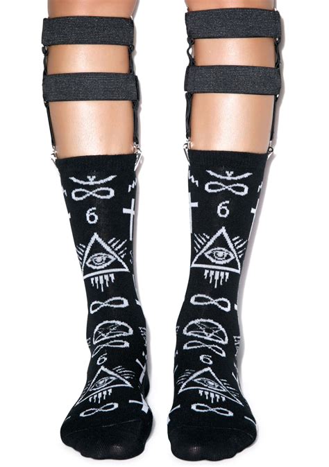 Screw You Double Garter Sock Occult Fashion Gothic Outfits Fashion
