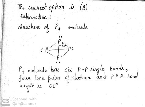 In White Phosphorous P4 Molecule Which One Is Not Correct