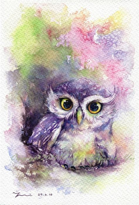 Owl Watercolor Watercolor Animals Original Watercolor Painting