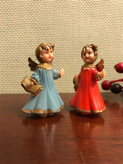 Vintage Christmas Angels Set Of Two Mid Century Angels Christmas