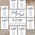 Navy Seating Chart Template // Wedding Seating Chart Cards
