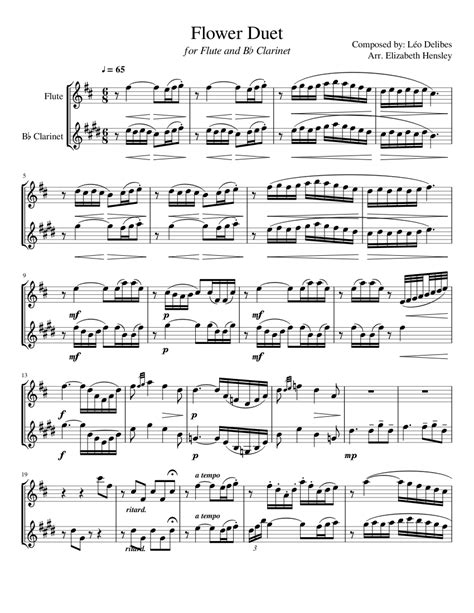 Flower Duet Sheet Music For Flute Clarinet Download Free