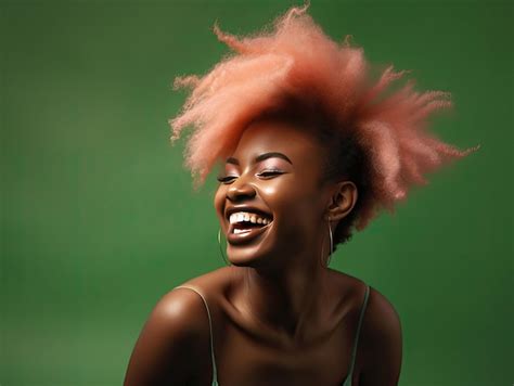 Premium Ai Image Beautiful Afro Woman Smiling On Studio Background Ai
