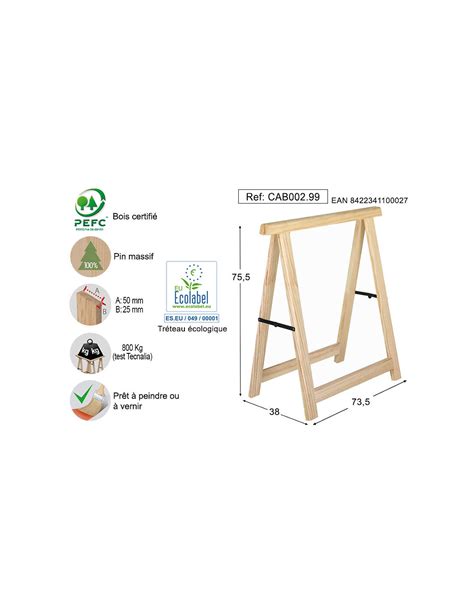 astigarraga cab002 99 tréteau en pin pro 73 5 x 38 x h 75 5 cm