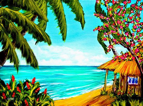A Day In Paradise Hawaii Beach Shack 360 Painting By Donald K Hall