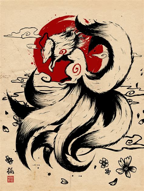 Kitsune Fox Poster 30x40cm Japanese Art Wall Decoration Etsy