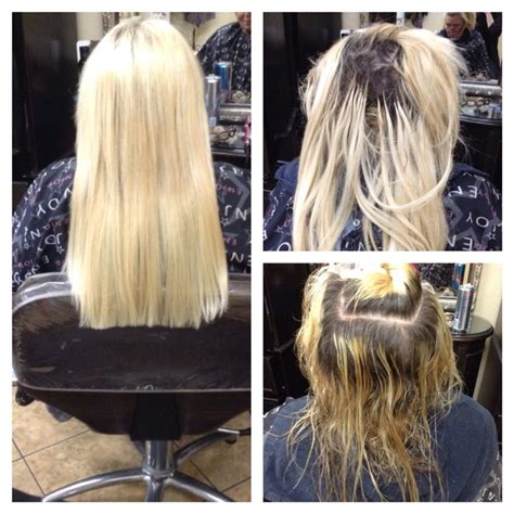 Before And After Of Some Crazy Bad Extensions And Color We Took Out Her Old Extensions