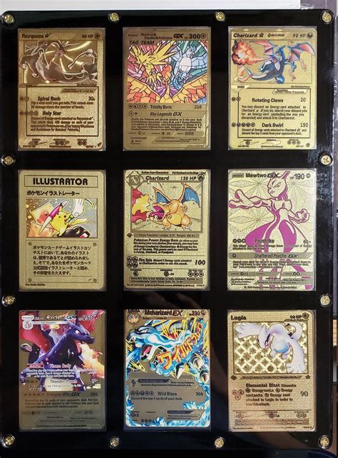 9 Ultra Rare Pokemon Cards Gold Metal Custom Cards In Screw Etsy