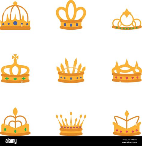 Crowns Icon Set Design Royal King Queen Luxury Jewelry Kingdom
