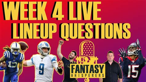 fantasy football week 4 lineup questions live youtube