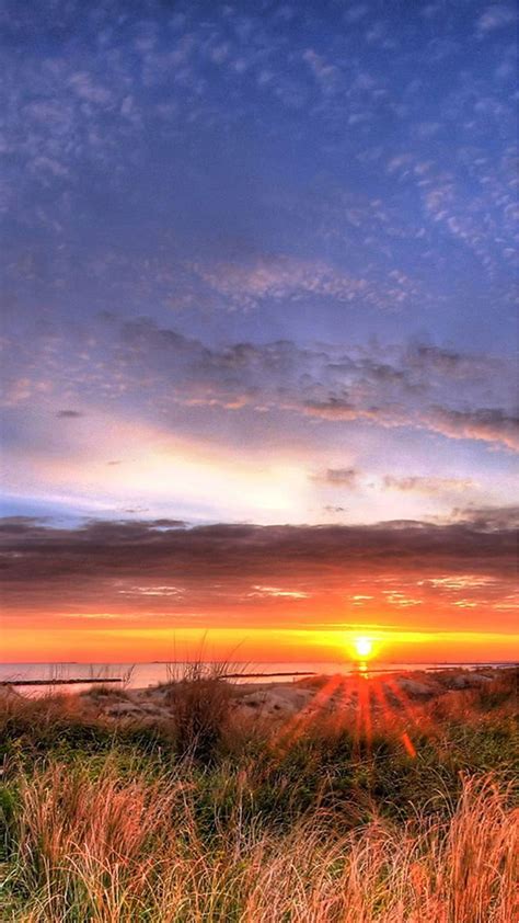 Brilliant Sunset Over Sea Beach Skyscape iPhone 6 Wallpaper Download ...