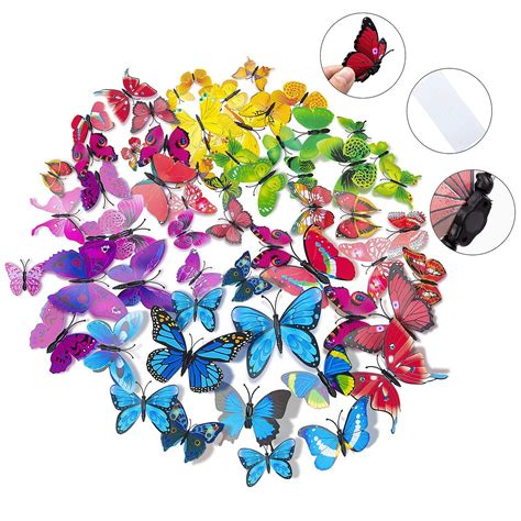 72 X Pcs 3d Colorful Butterfly Wall Stickers Diy Art Decor