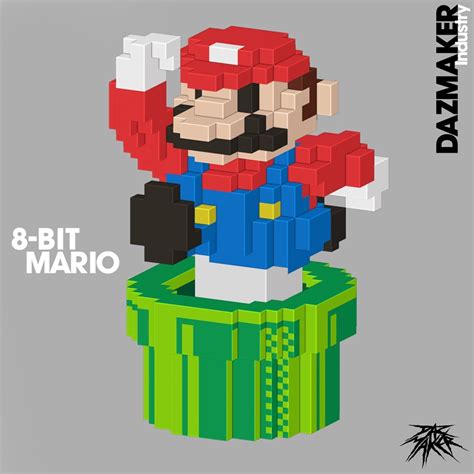 Mario 8 Bit Sculpture Papercraft Digital Template Dazmakers Ko Fi