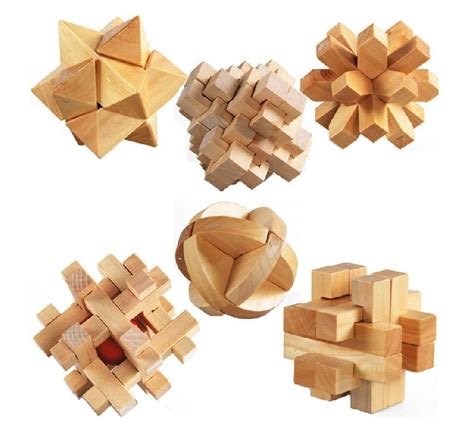 3d Wooden Cube Brain Teaser Puzzle Set Of 6 Brain Teasers Brain