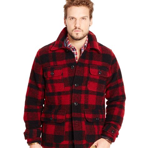 Denim And Supply Ralph Lauren Plaid Wool Blend Barn Jacket In Red For Men