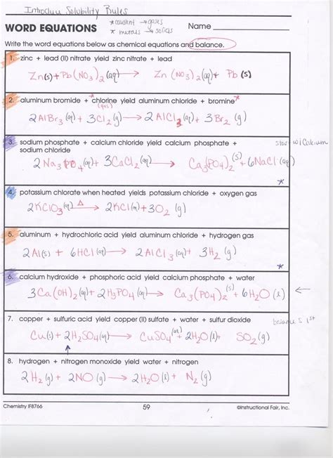 Answer key for the balance chemical equations worksheet balancing equations chemical equation equations. Balancing Chemical Equations Worksheet Answer Key