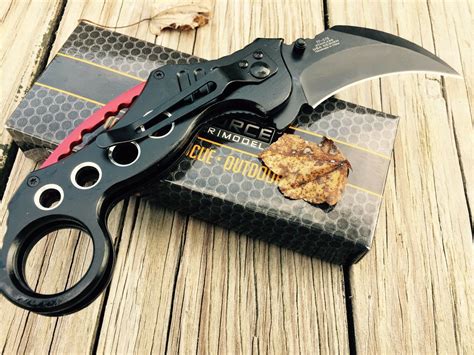 8 Tac Force Spring Assisted Tactical Black Karambit Claw Pocket Knife