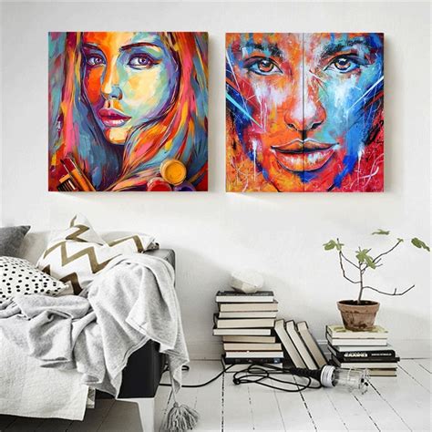 Abstract Portrait Wall Art Two Face Oil Painting Canvas